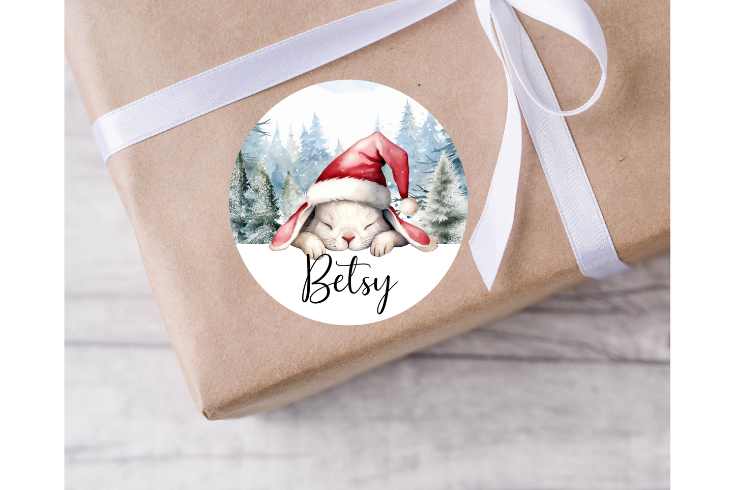 Personalised Christmas Bunny Christmas Present Labels - 12 per sheet