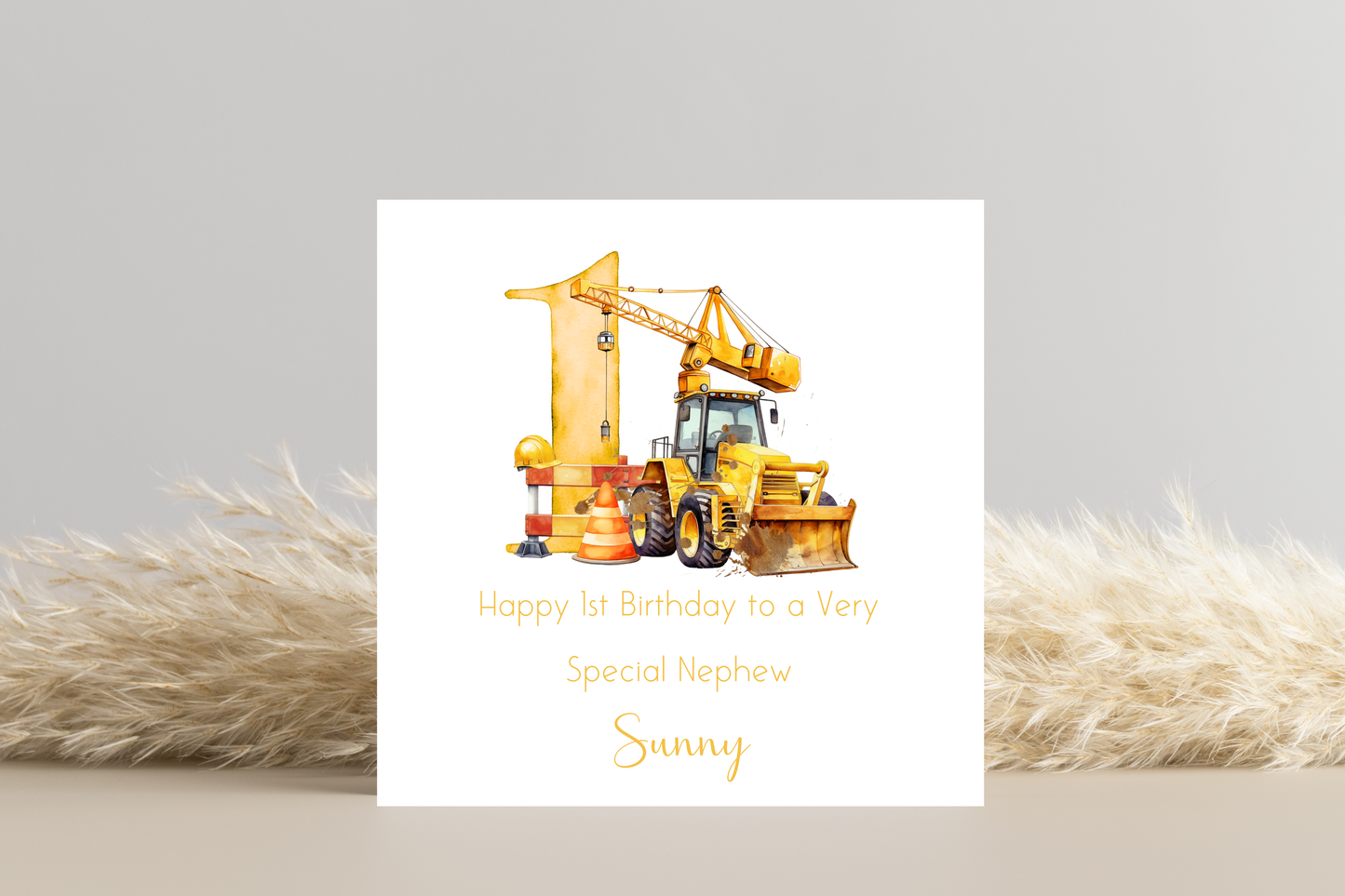 Personalised Digger Construction Themed Birthday Card