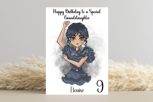 Personalised Wednesday Addams Birthday Card