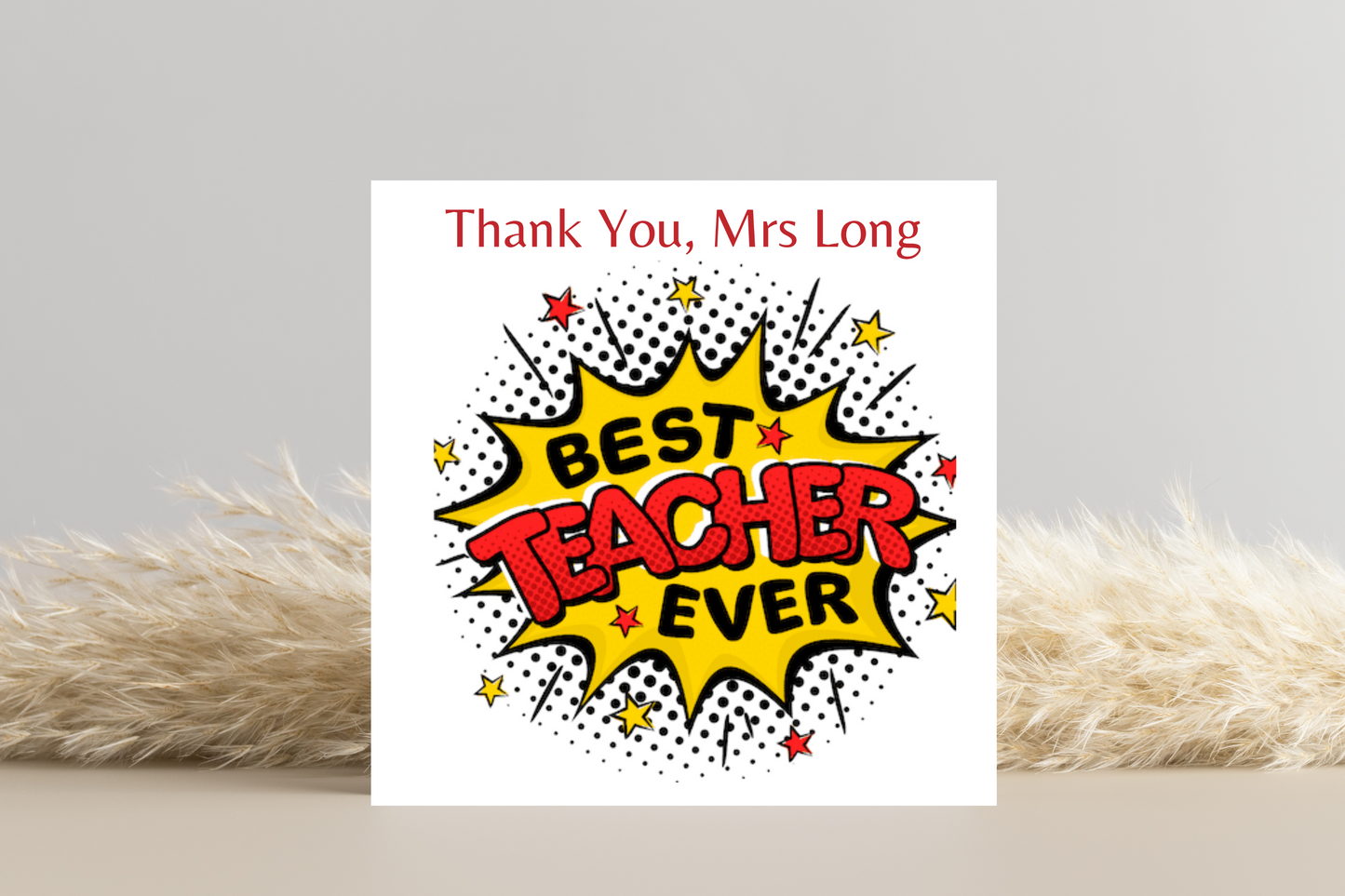 Personalised Thank You Teacher Card | Bright Vibrant Design | Customisable with Teacher's Name | Teaching Assistants | Head teacher|