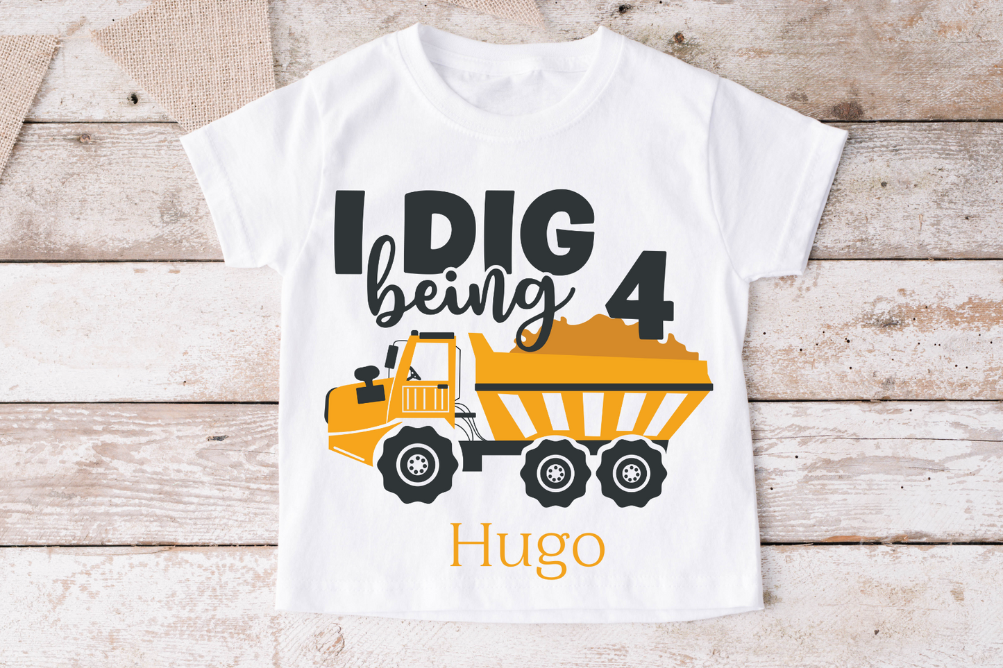 I dig being age Personalised Construction Birthday t-shirt