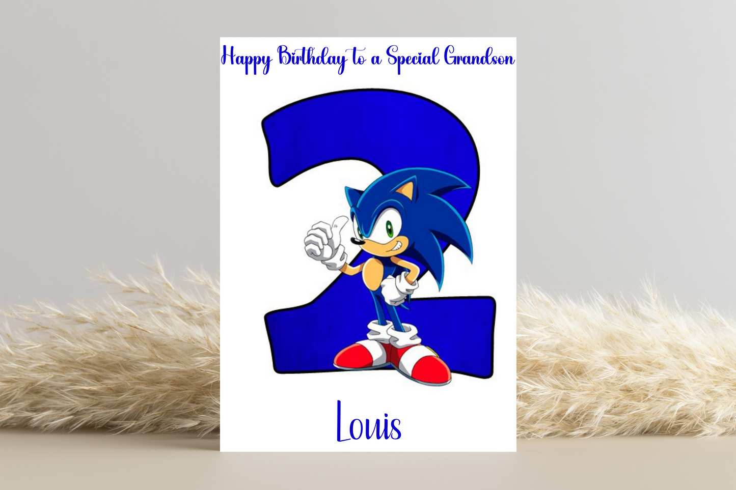 Personalised Sonic the Hedgehog Number Birthday Card