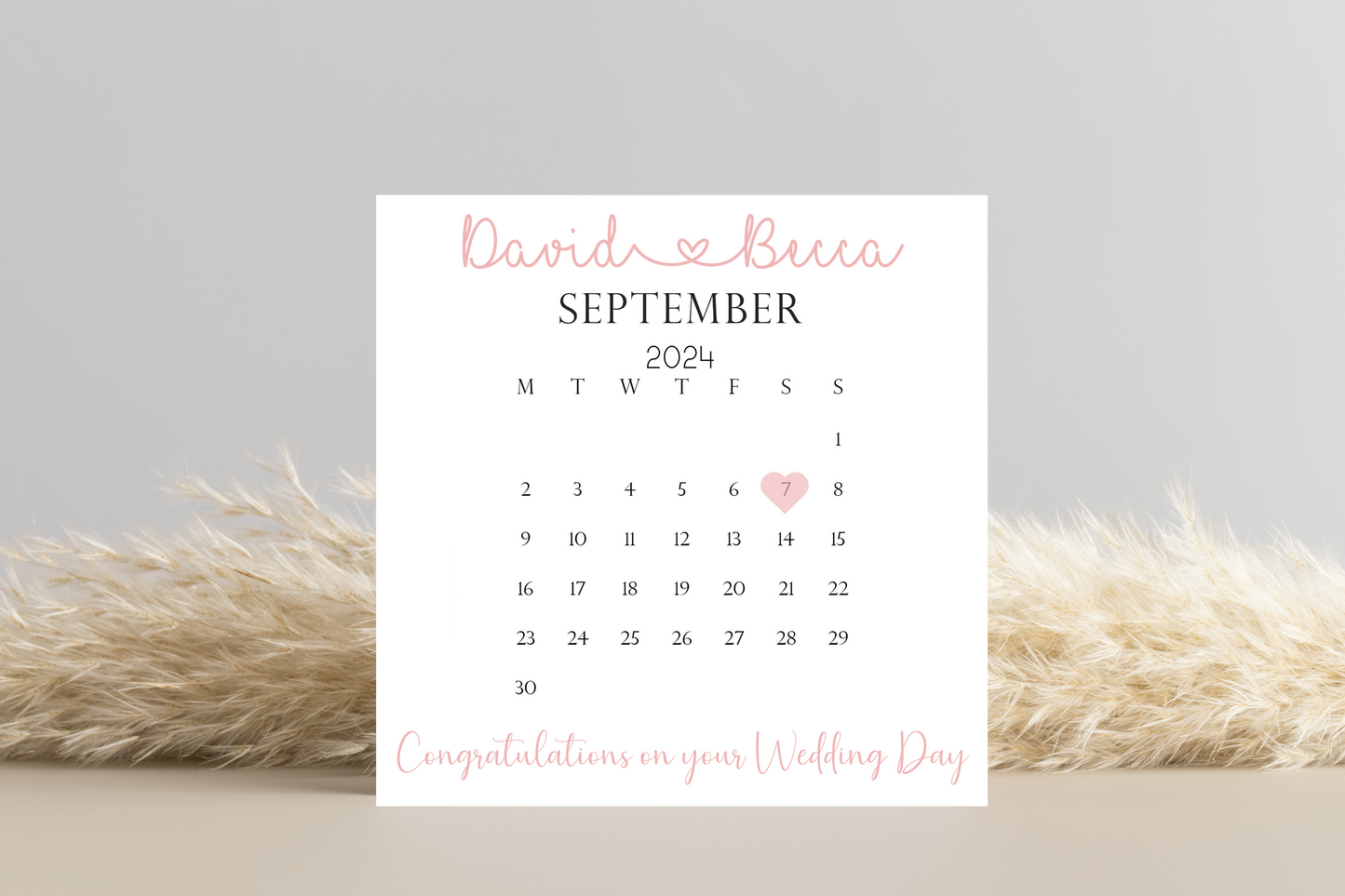 Personalised Wedding Date wedding day Card