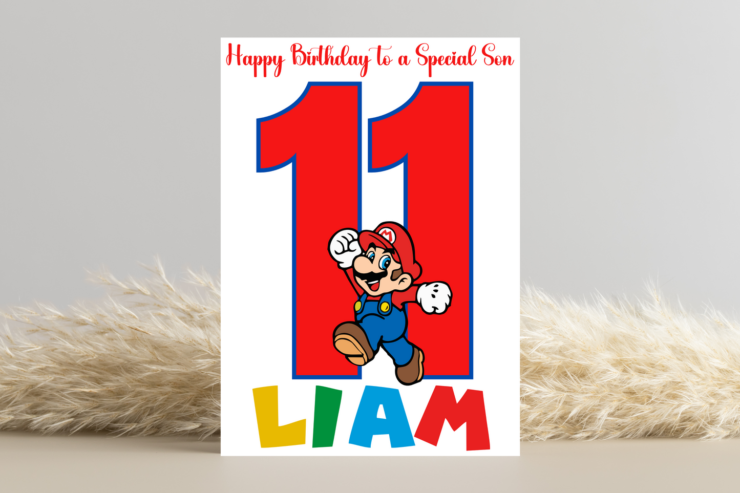 Personalised Super Mario Number Birthday Card