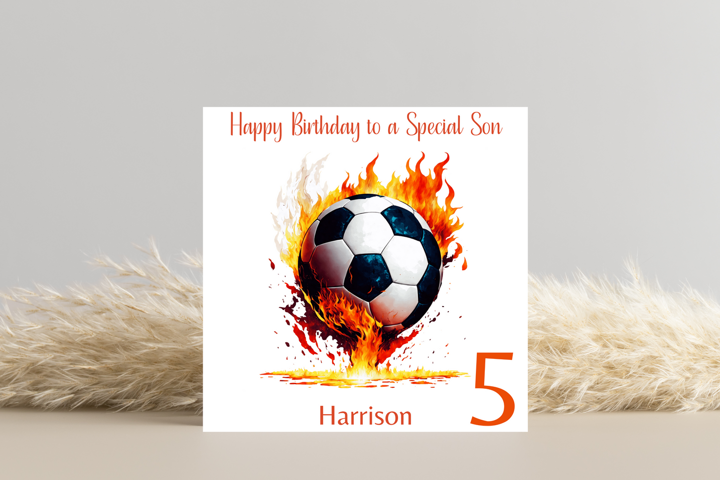 Personalised Football Flame Birthday Card