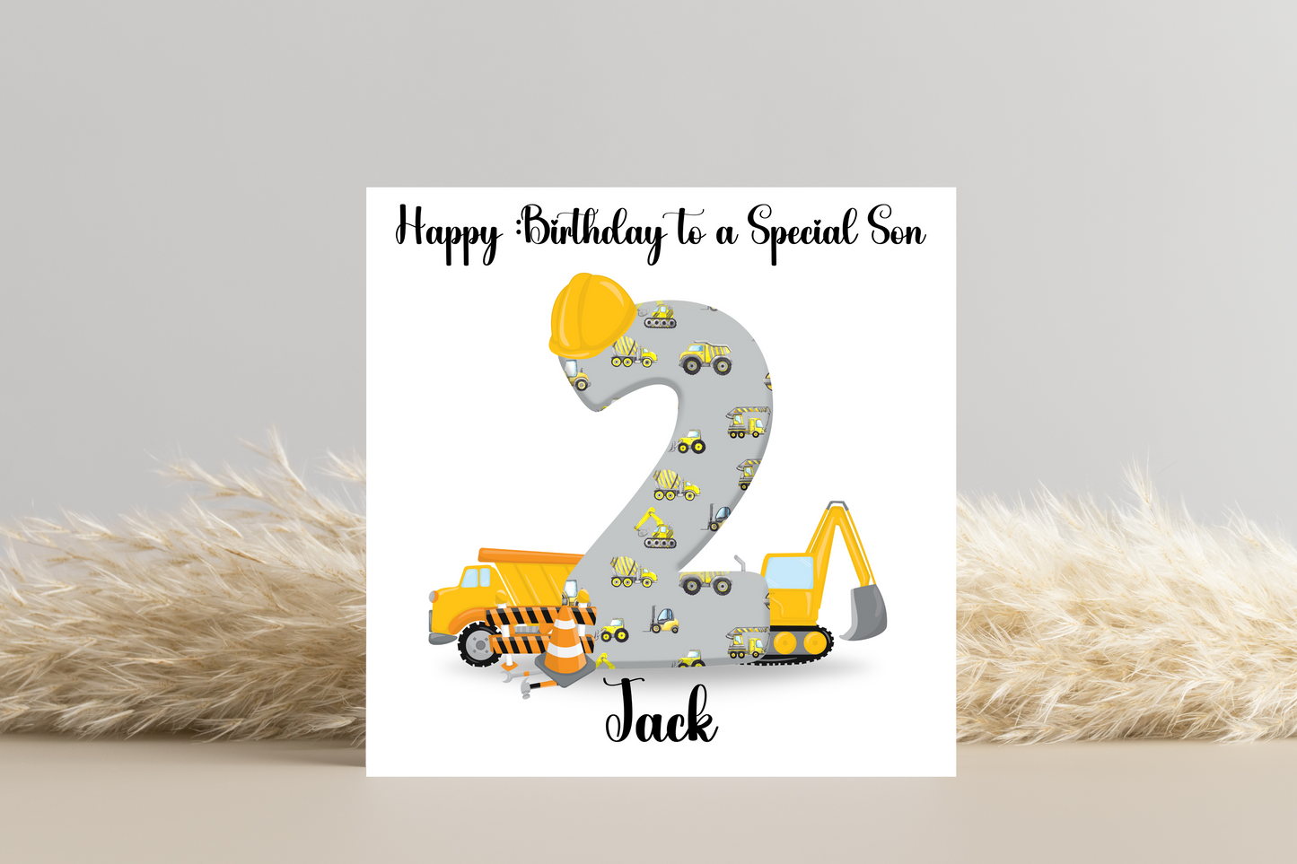 Personalised Digger Construction Themed Birthday Card