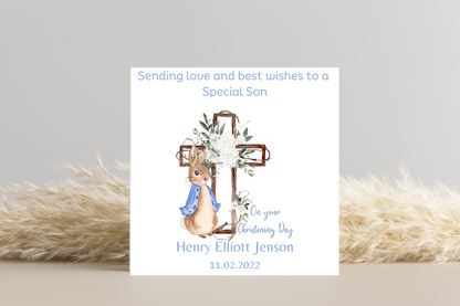 Personalised Peter Rabbit Flopsy Christening Day Card