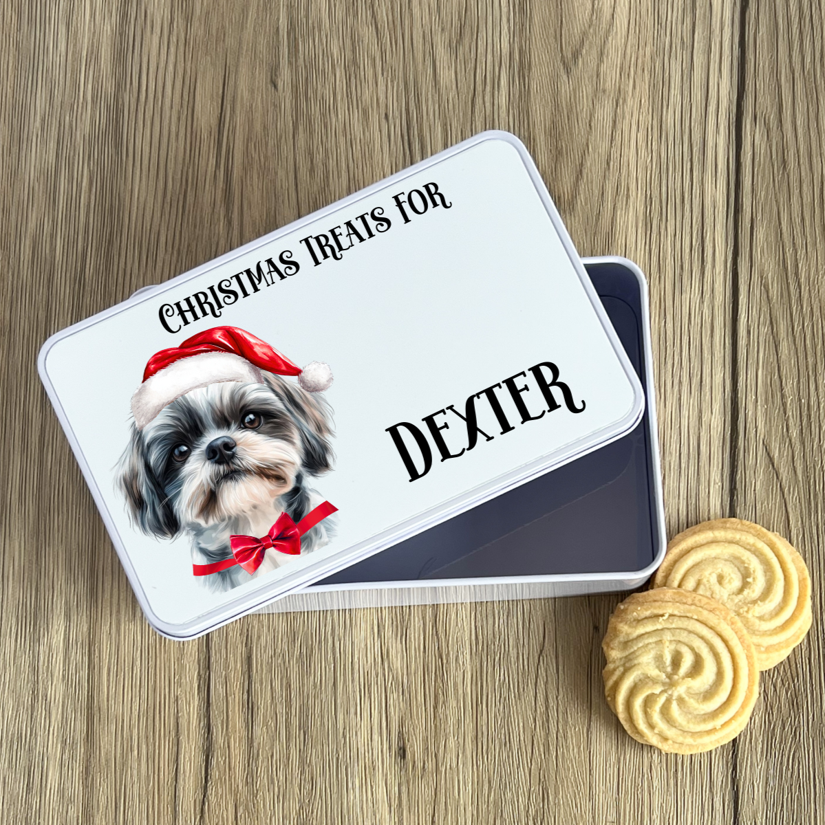 Personalised Dog Christmas Treat Tin