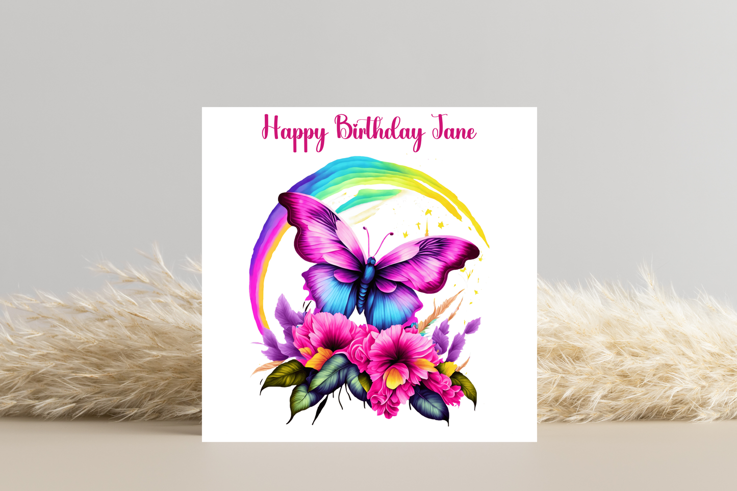 Personalised Butterfly Floral Birthday Card