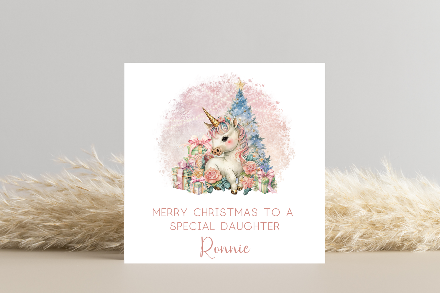 Personalised Unicorn Christmas Card