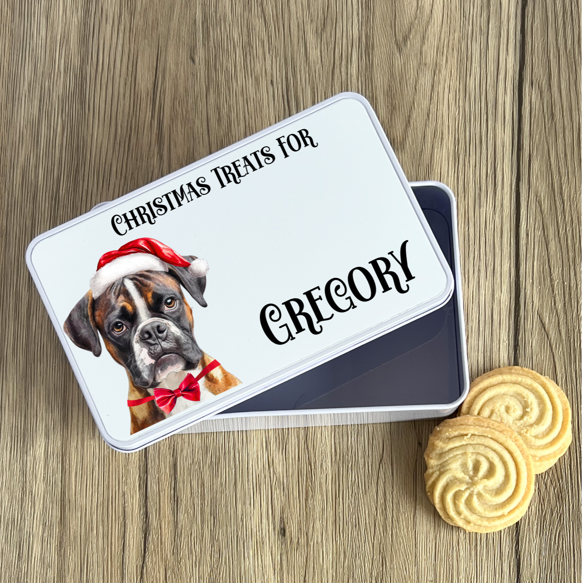 Personalised Dog Christmas Treat Tin