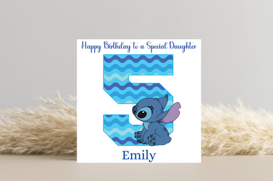 Personalised Stitch Number Birthday Card- 5th 6th 7th 8th 9th 10th 11th 12th