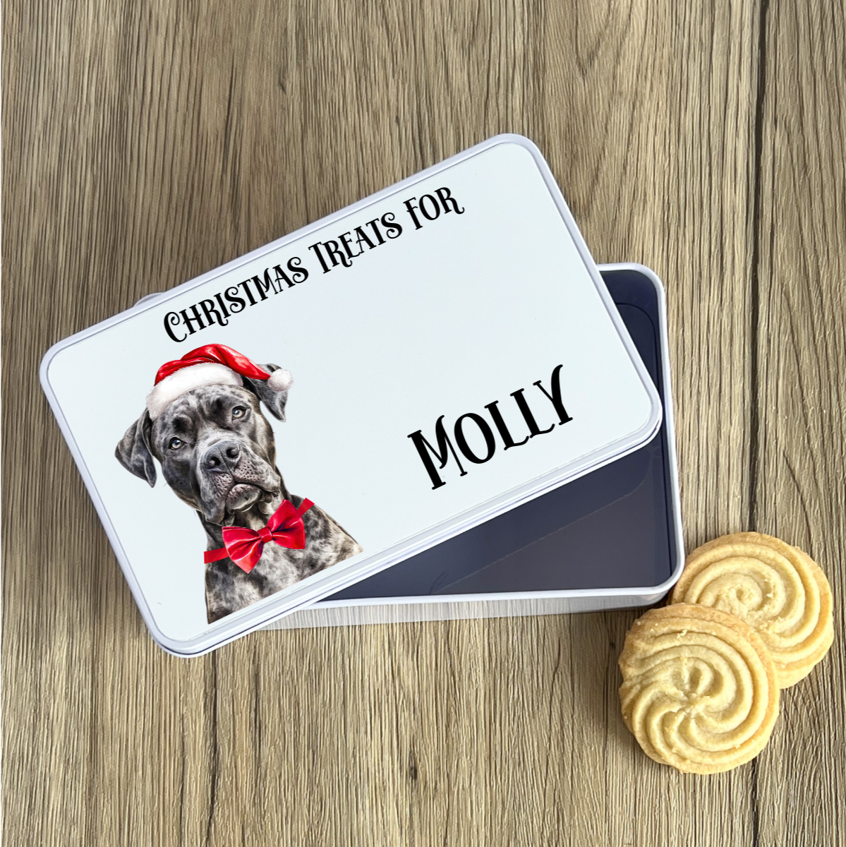 Personalised Dog Christmas Treat Tin