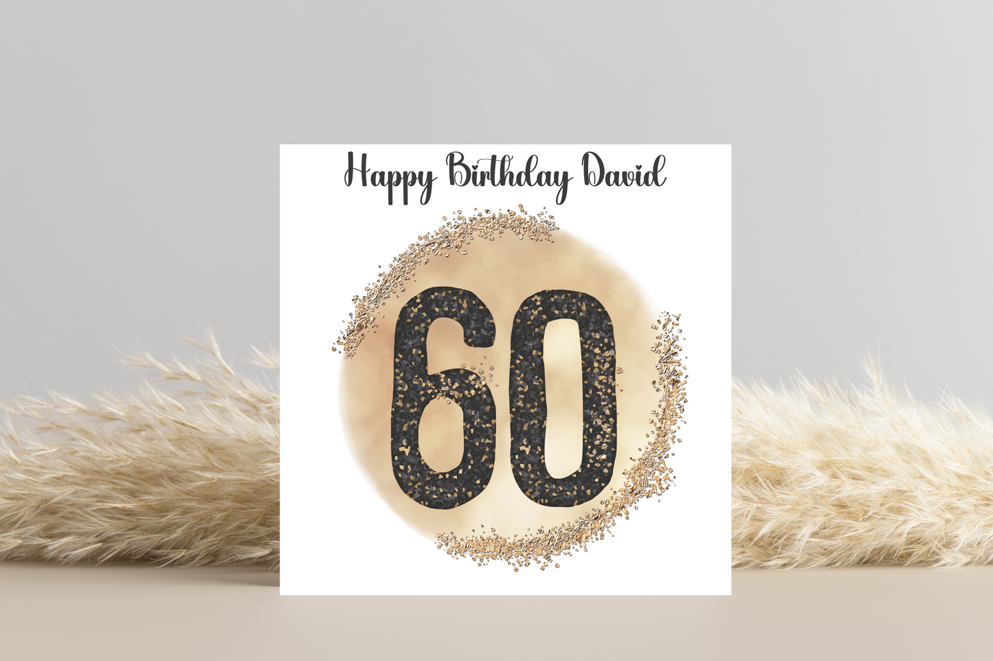 Personalised Black and Gold 60th Birthday Card