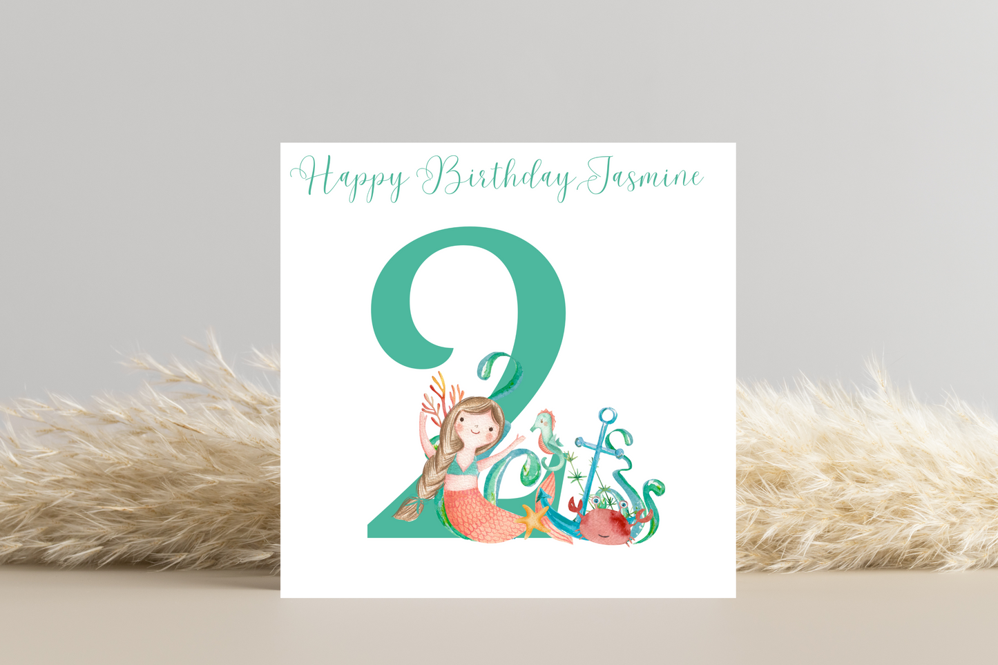 Personalised  Mermaid Number Birthday Card