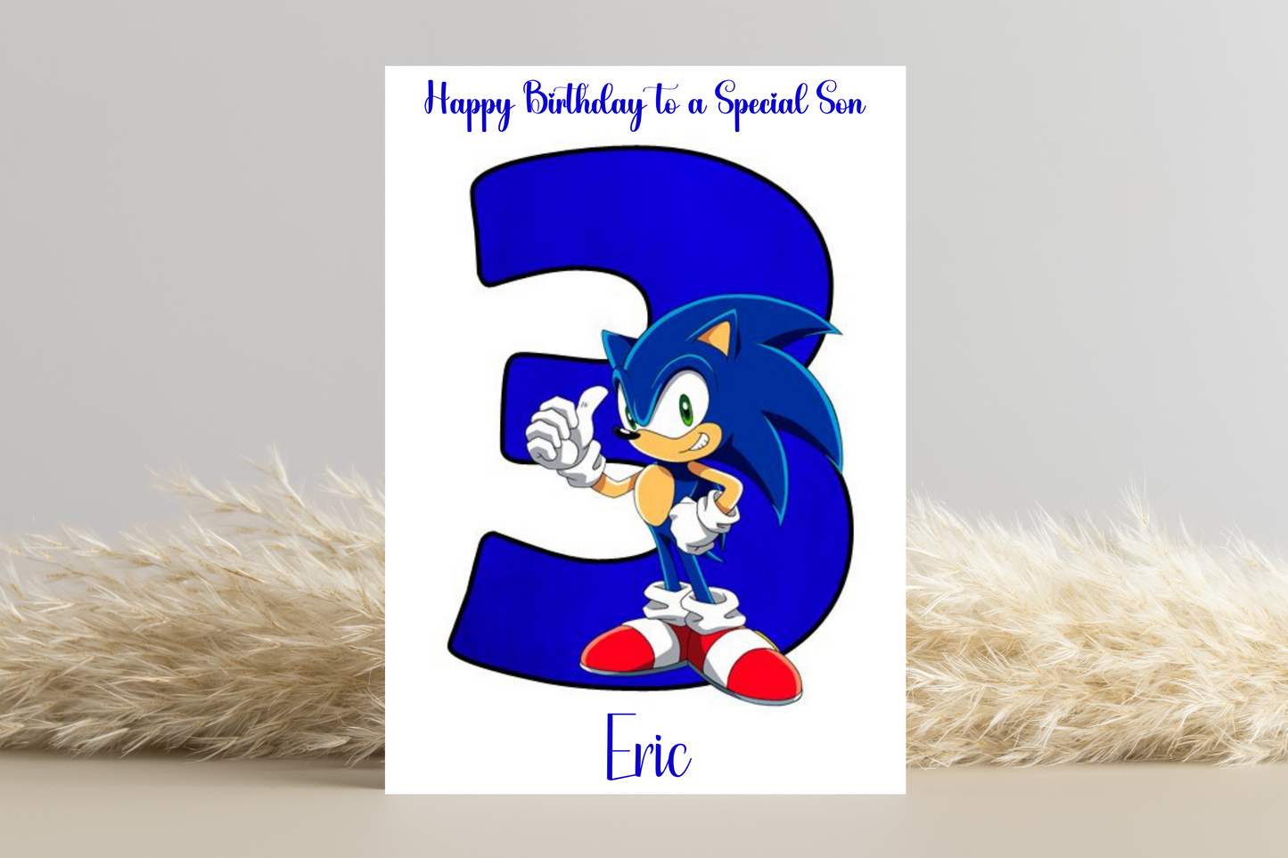 Personalised Sonic the Hedgehog Number Birthday Card