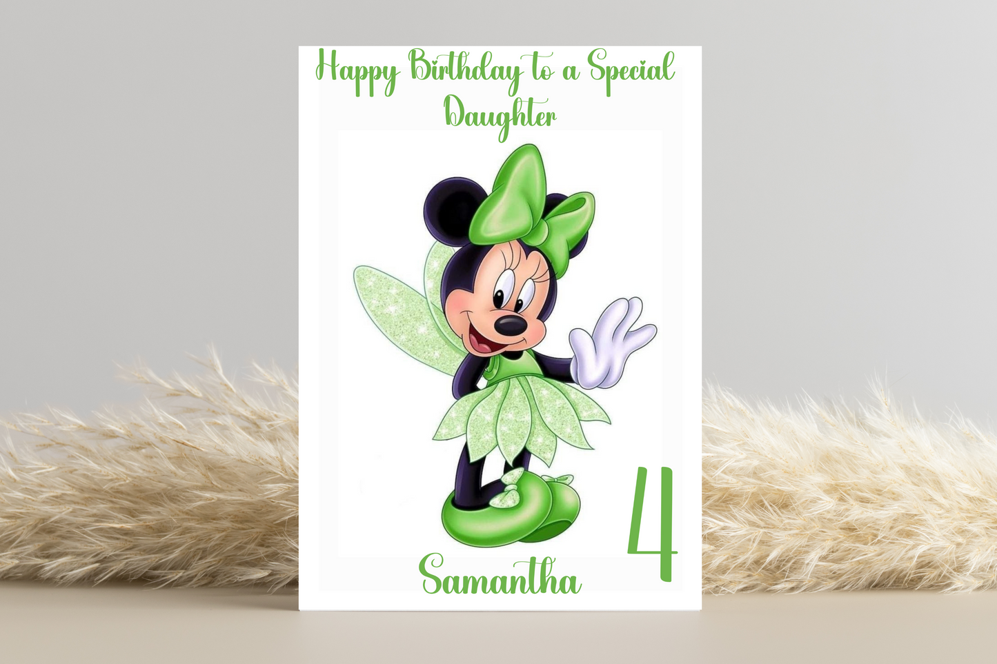 Adorable Minnie Mouse Birthday Card - Personalised with Name, Age, and Relation.