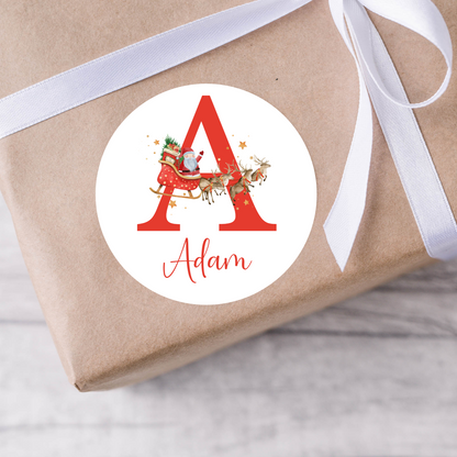 Santa Initial Christmas Present Labels - 12 per sheet