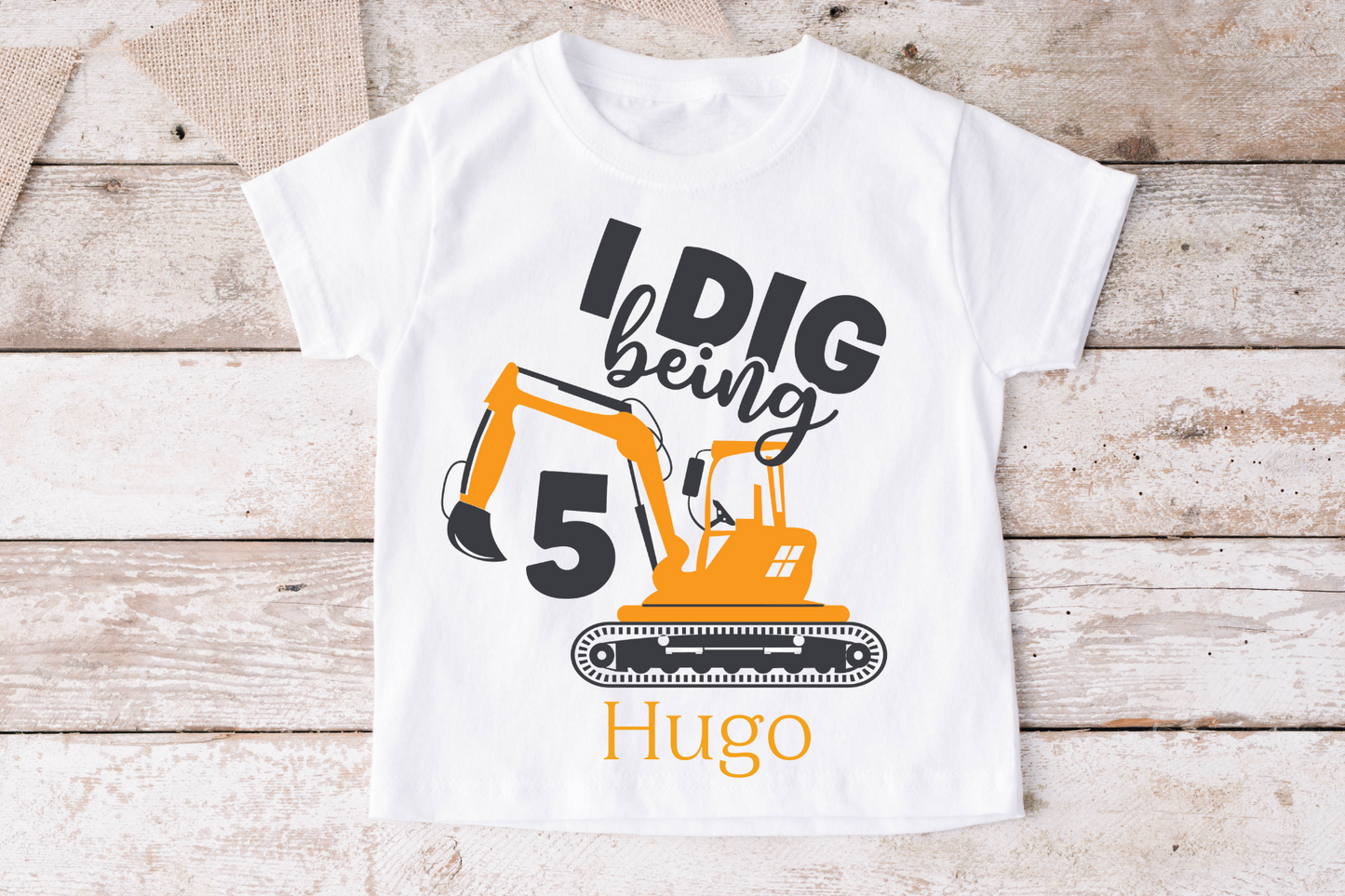 I dig being age Personalised Construction Birthday t-shirt