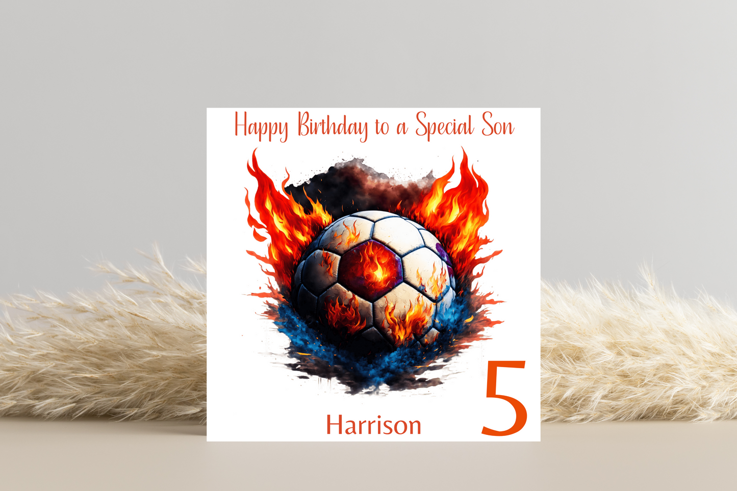 Personalised Football Flame Birthday Card