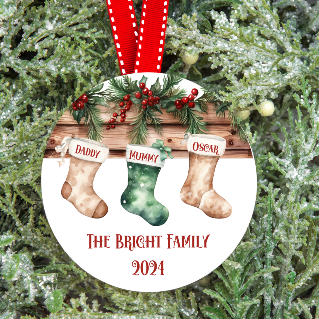 Personalised Christmas Stocking Family Christmas Tree Decoration