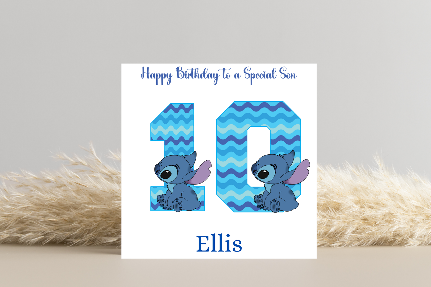 Personalised Stitch Number Birthday Card- 5th 6th 7th 8th 9th 10th 11th 12th