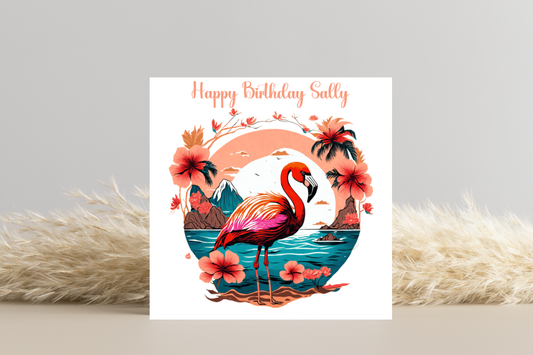 Personalised Flamingo Birthday Card