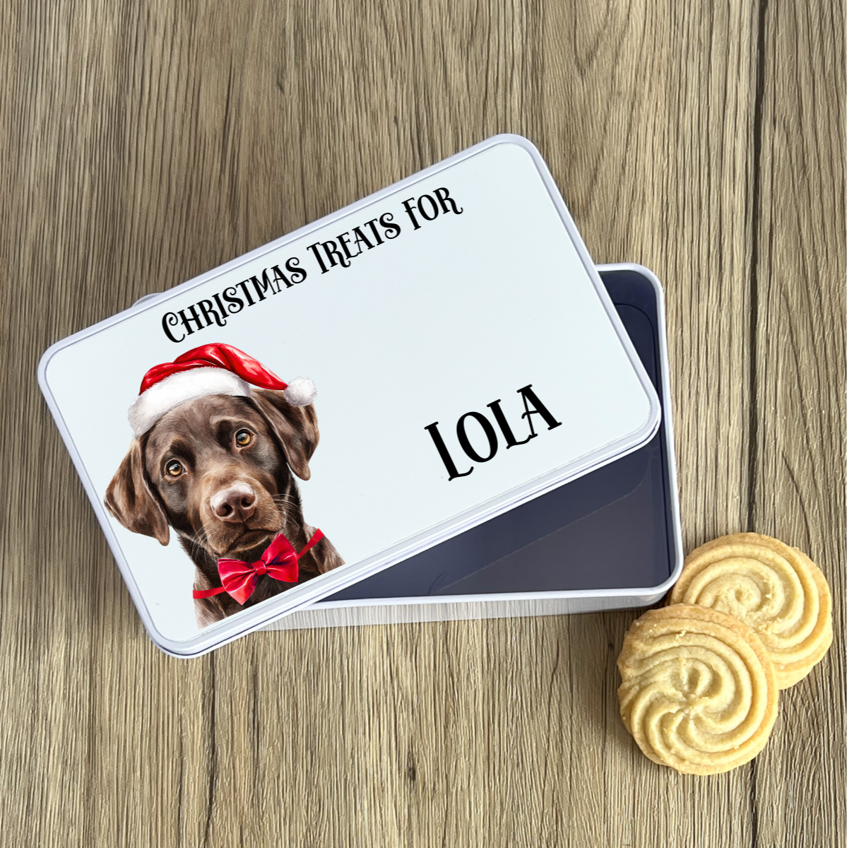 Personalised Dog Christmas Treat Tin