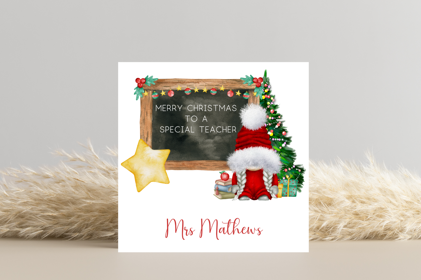 Personalised Gonk Teacher Christmas Card