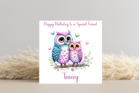 Personalised Owl Birthday Card