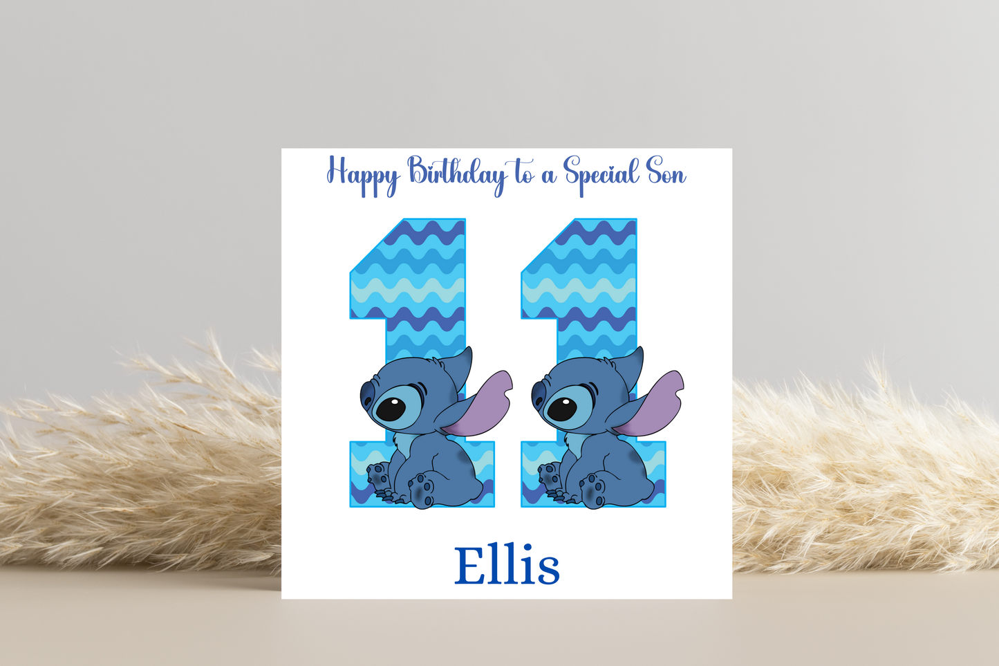 Personalised Stitch Number Birthday Card- 5th 6th 7th 8th 9th 10th 11th 12th