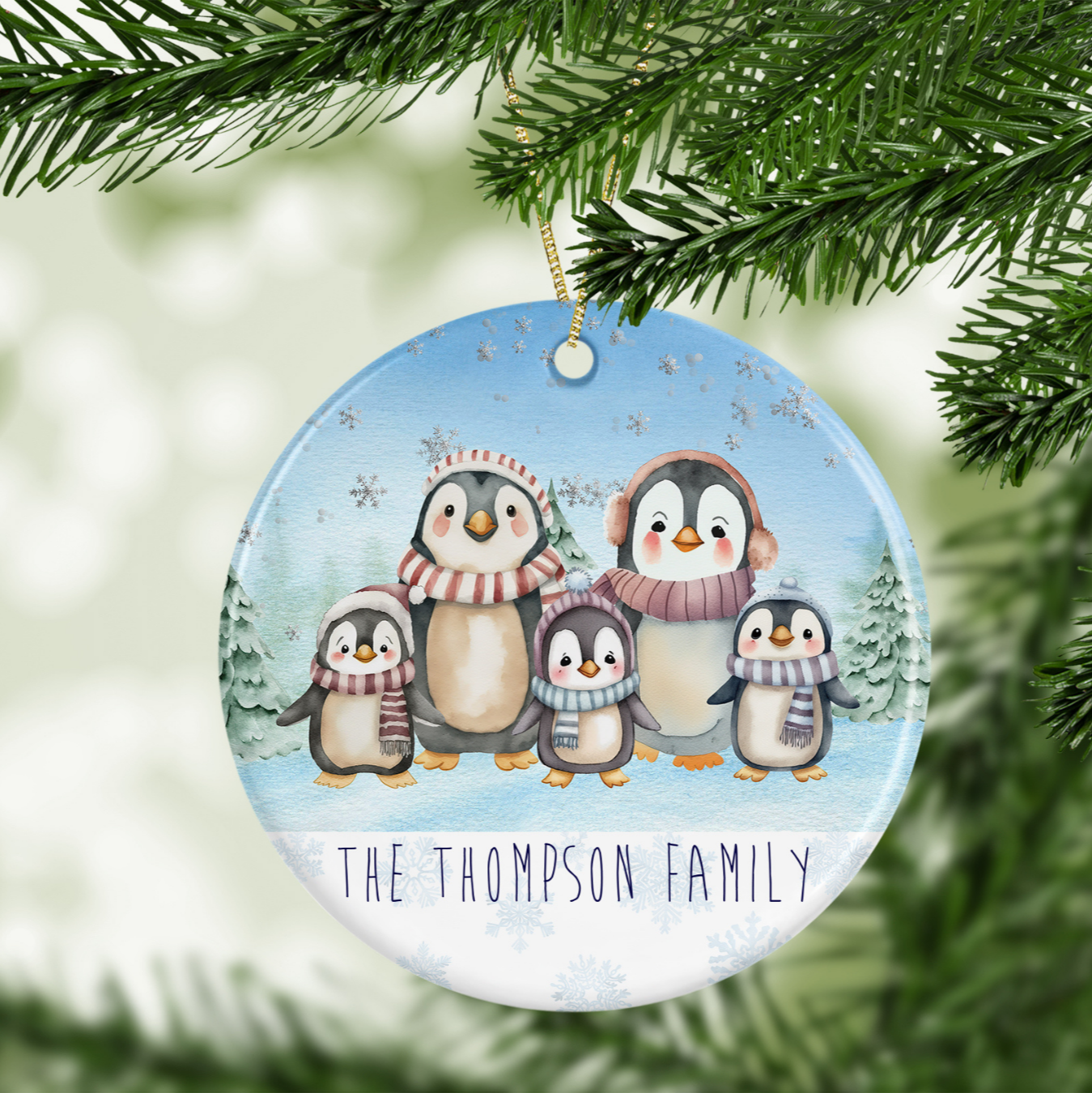 Personalised Penguin Family Christmas Tree Decoration