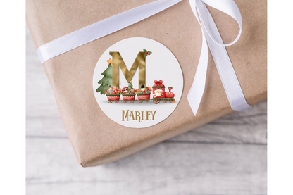 Personalised Initial Christmas Train Christmas Present Labels - 12 per sheet