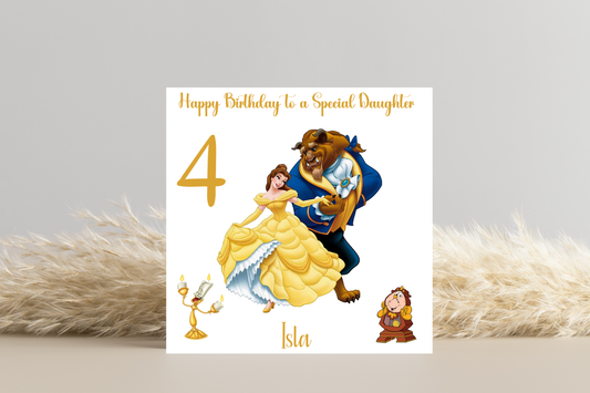 Personalised Beauty and the Beast Girls Birthday Card | Princess Belle