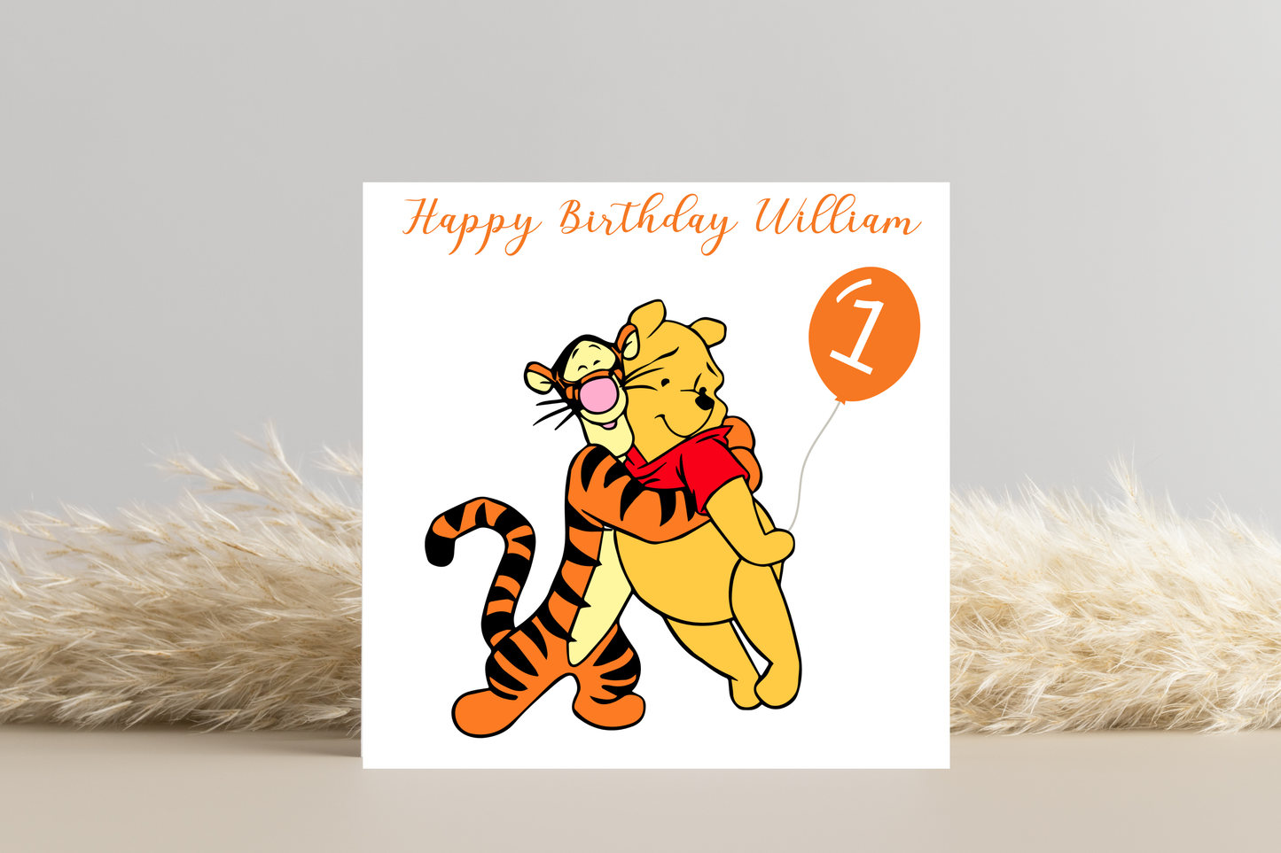 Personalised Winnie the Pooh Birthday Card | Bright Image with Tigger | Customisable Age Balloon On The Card