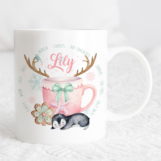 Personalised Winter Penguin Mug