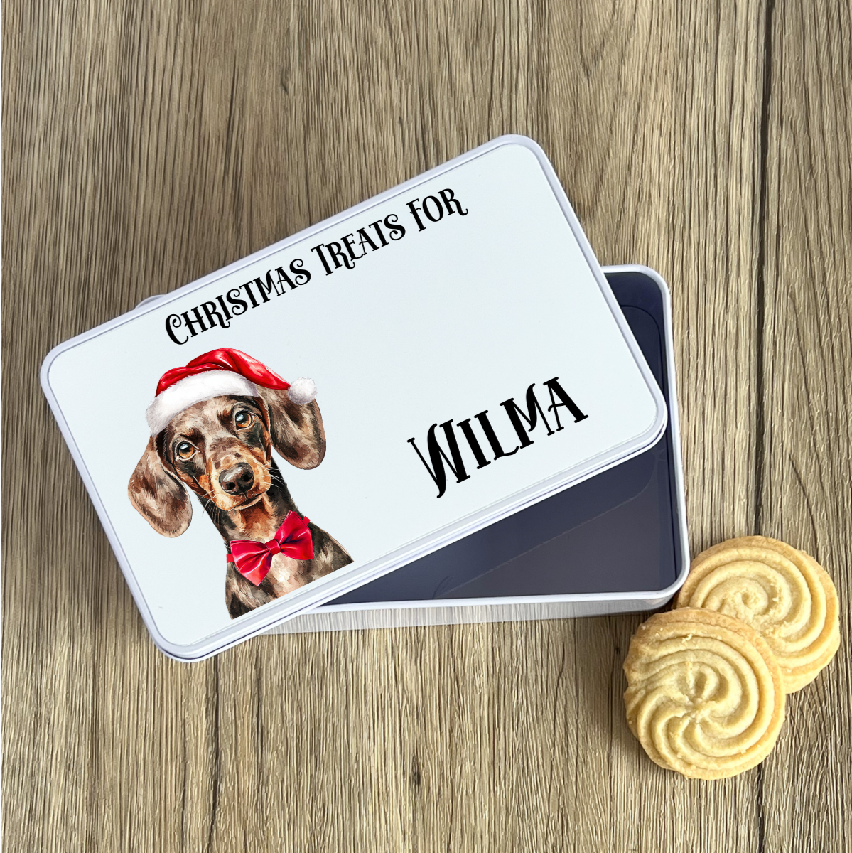 Personalised Dog Christmas Treat Tin