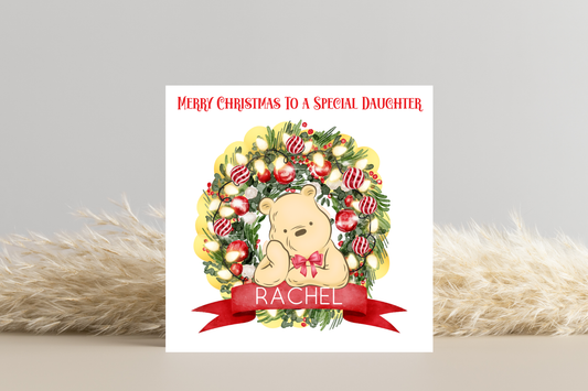 Personalised Pooh Bear Christmas Card