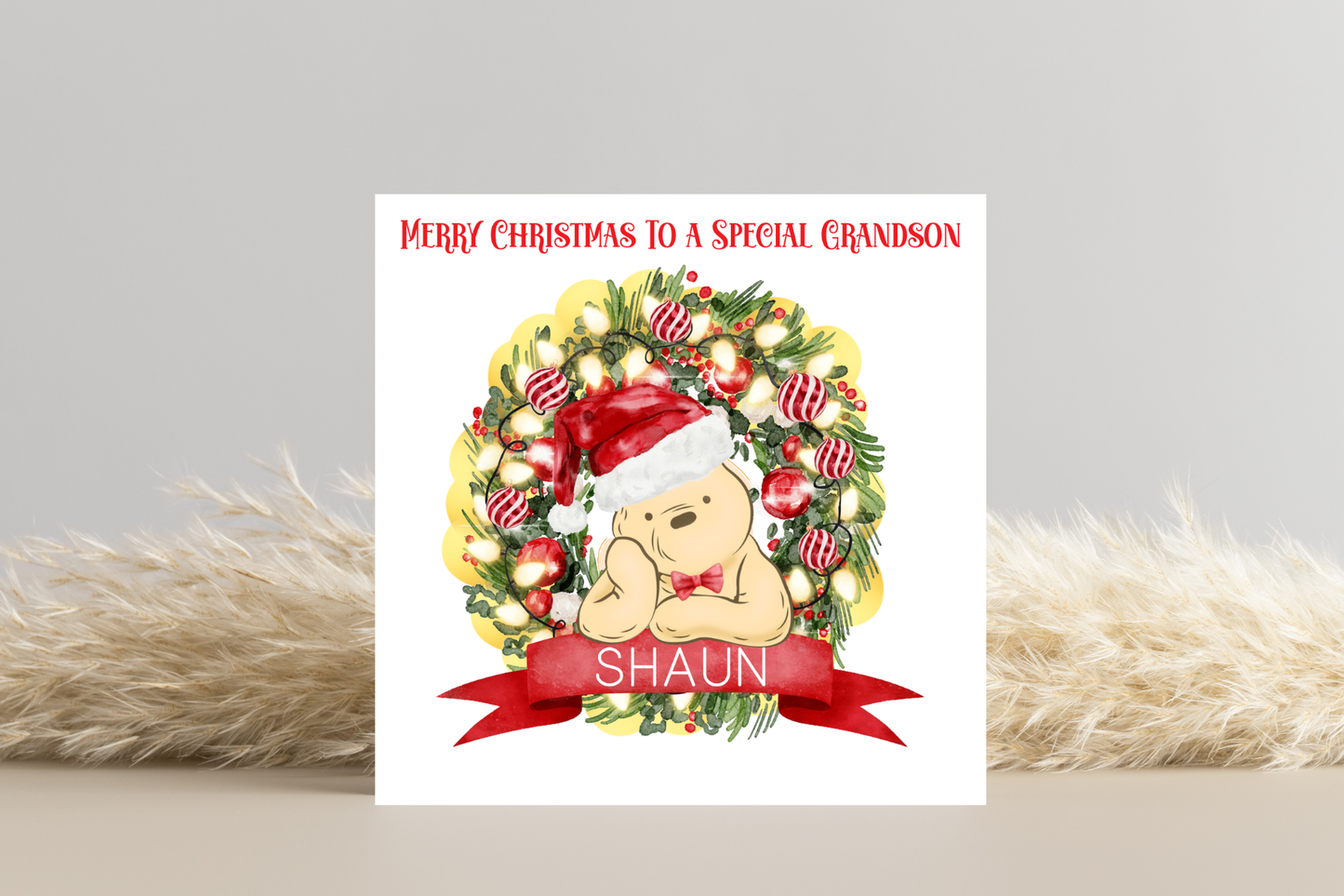 Personalised Pooh Bear Christmas Card