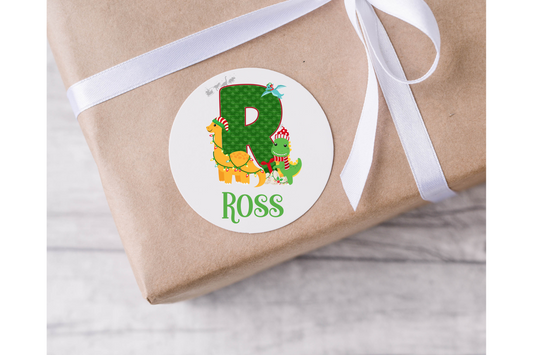 Personalised Dinosaur Christmas Present Labels - 12 per sheet