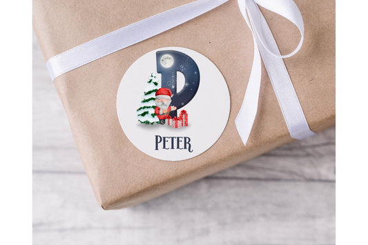 Personalised Initial Santa Christmas Present Labels - 12 per sheet