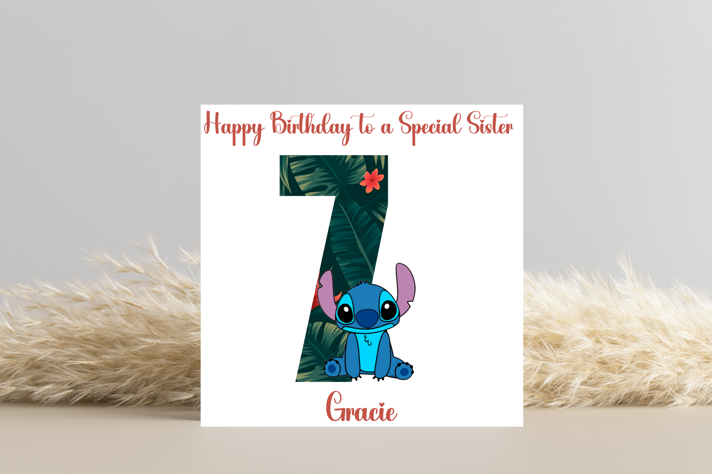 Stitch Birthday Card- Personalised with Age