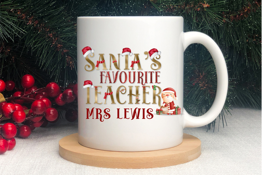 Santas Favourite Teacher Personalised Mug