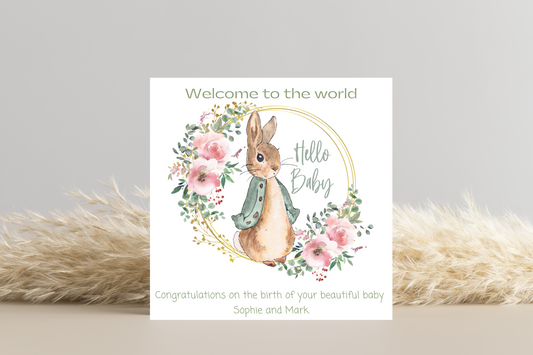 Peter Rabbit New Baby Personalised Card