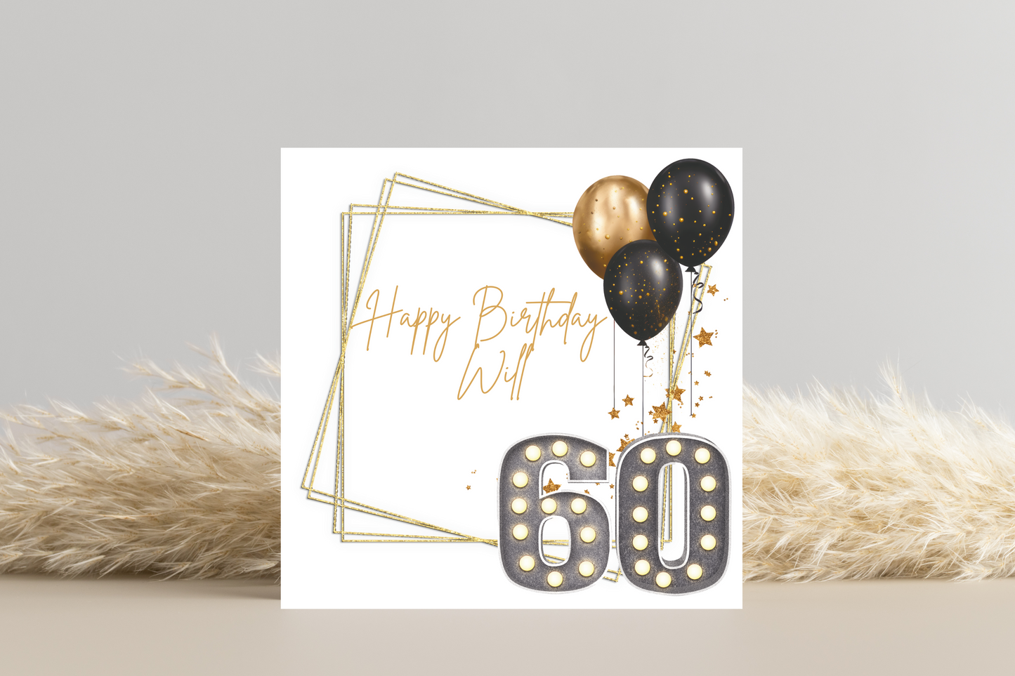 Personalised Black and Gold 60th Birthday Card