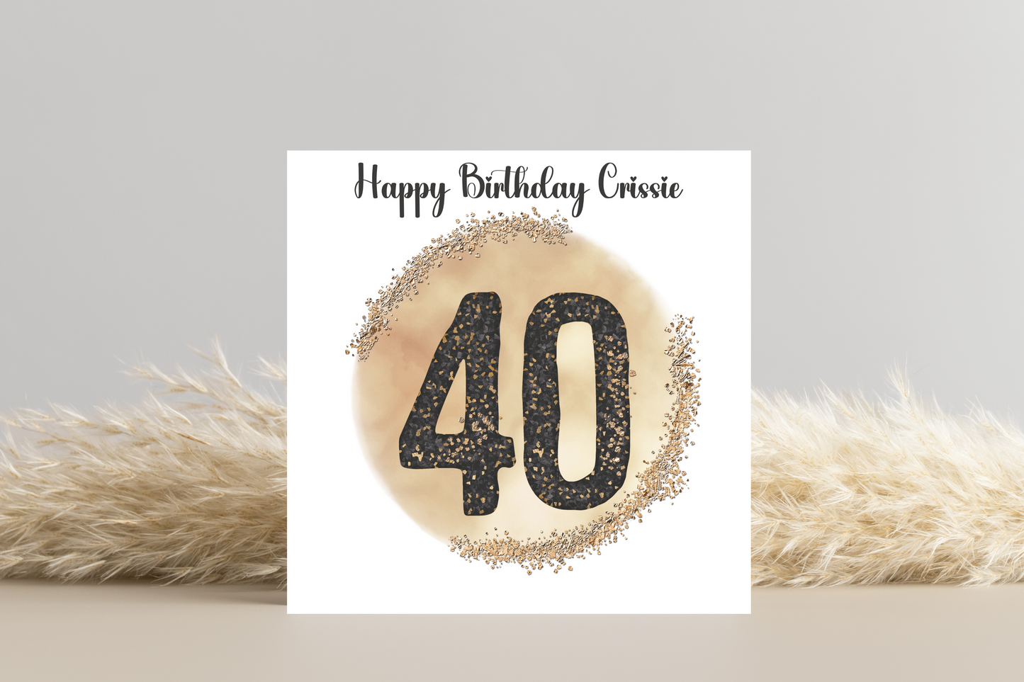 Personalised Black and Gold 40th Birthday Card