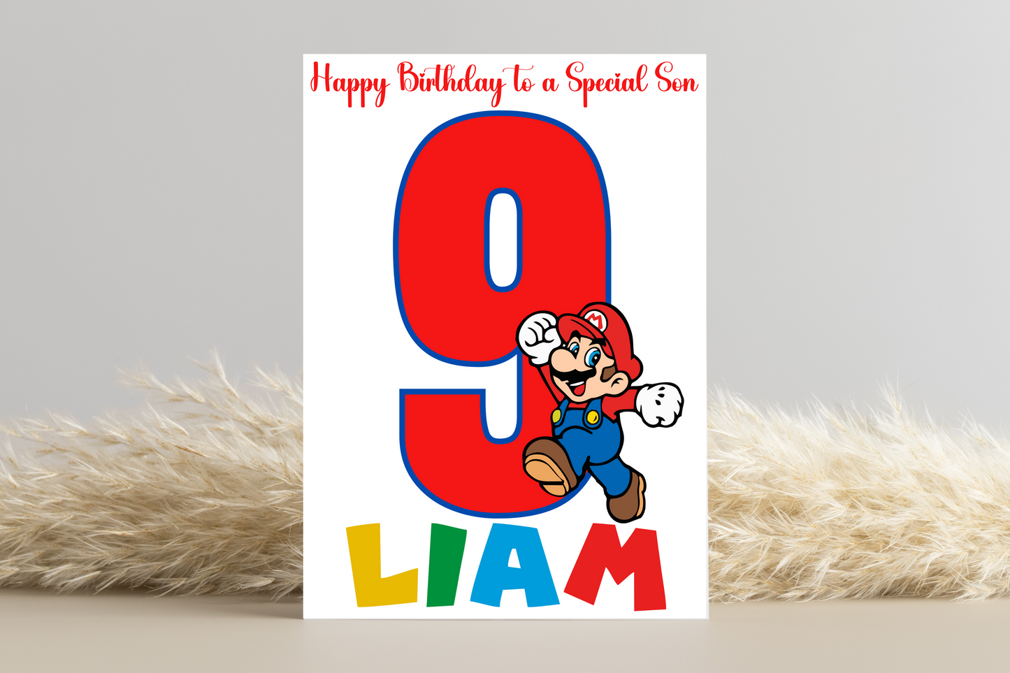 Personalised Super Mario Number Birthday Card