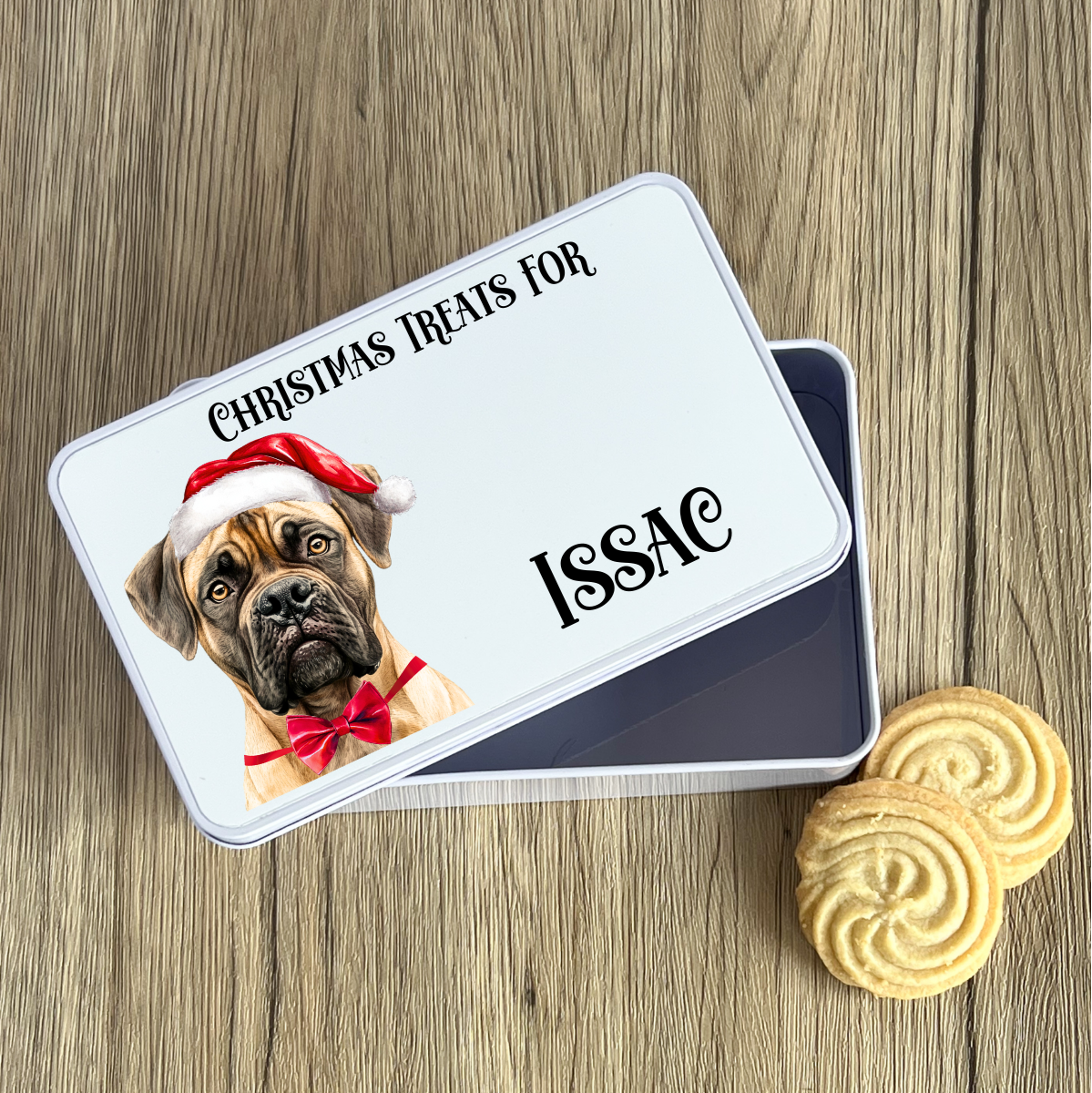 Personalised Dog Christmas Treat Tin