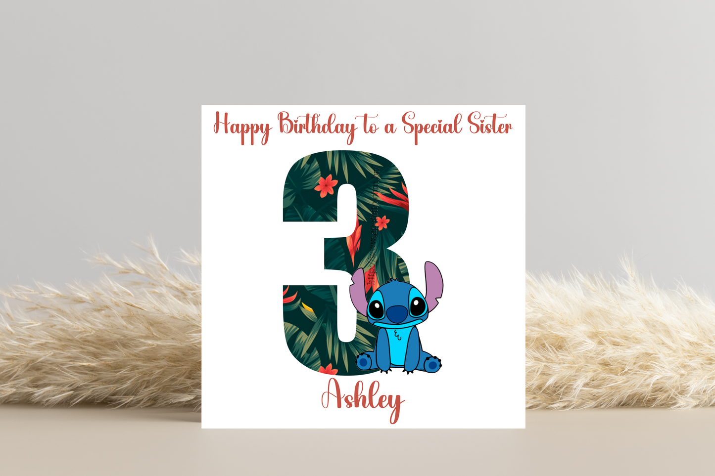 Stitch Birthday Card- Personalised with Age