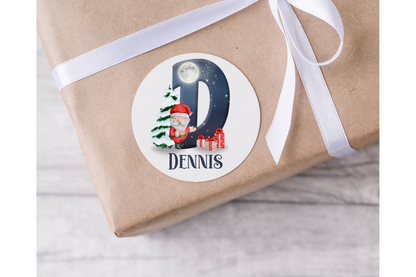 Personalised Initial Santa Christmas Present Labels - 12 per sheet